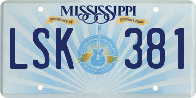 MS license plate LSK381