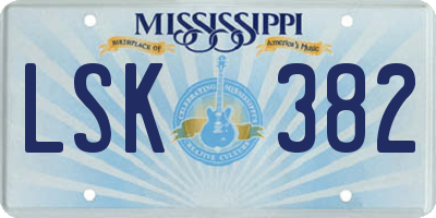 MS license plate LSK382
