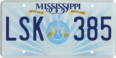MS license plate LSK385