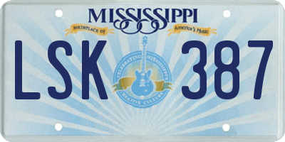 MS license plate LSK387