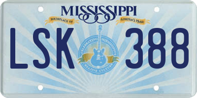 MS license plate LSK388