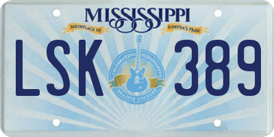 MS license plate LSK389