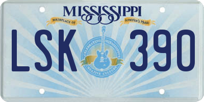 MS license plate LSK390