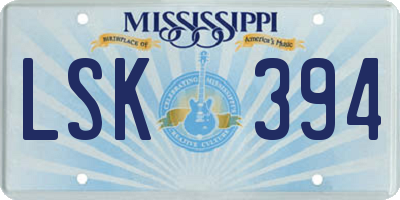 MS license plate LSK394
