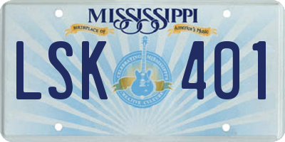 MS license plate LSK401