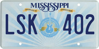 MS license plate LSK402
