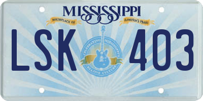 MS license plate LSK403