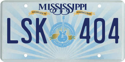MS license plate LSK404
