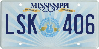 MS license plate LSK406