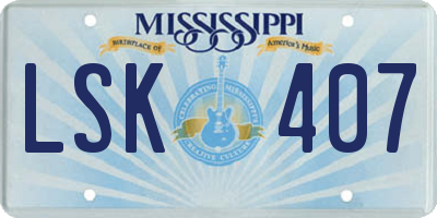 MS license plate LSK407