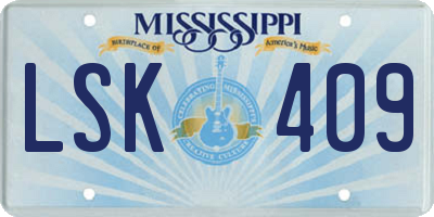 MS license plate LSK409