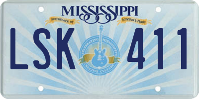 MS license plate LSK411