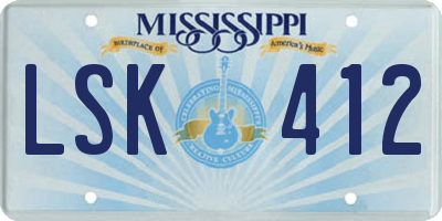 MS license plate LSK412