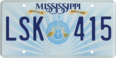 MS license plate LSK415