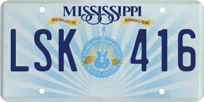 MS license plate LSK416