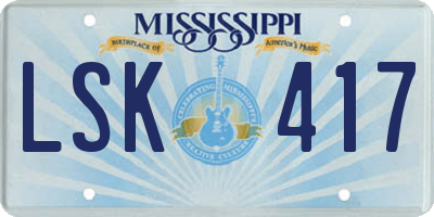 MS license plate LSK417