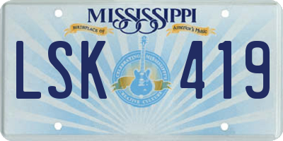 MS license plate LSK419