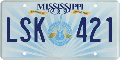 MS license plate LSK421
