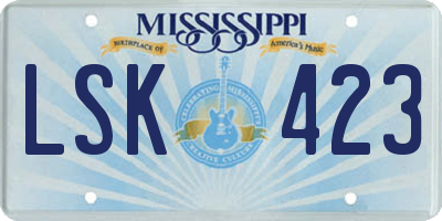 MS license plate LSK423