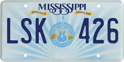 MS license plate LSK426