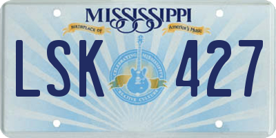 MS license plate LSK427