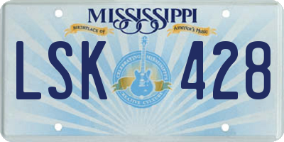 MS license plate LSK428