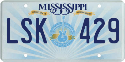 MS license plate LSK429