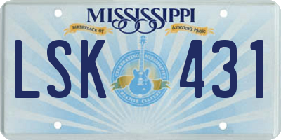 MS license plate LSK431