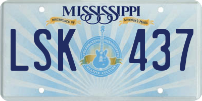 MS license plate LSK437