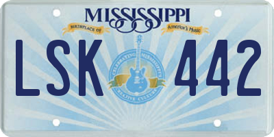 MS license plate LSK442