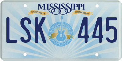 MS license plate LSK445