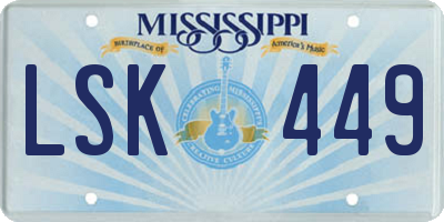 MS license plate LSK449