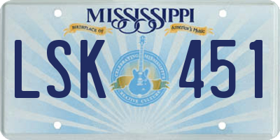 MS license plate LSK451