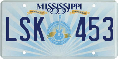 MS license plate LSK453
