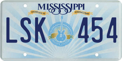 MS license plate LSK454