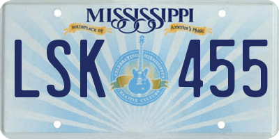 MS license plate LSK455