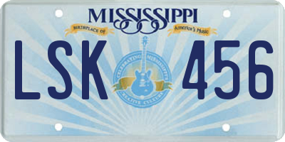 MS license plate LSK456