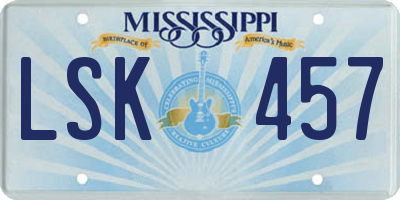 MS license plate LSK457