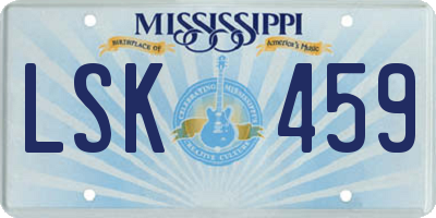 MS license plate LSK459