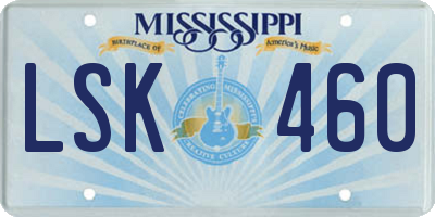 MS license plate LSK460