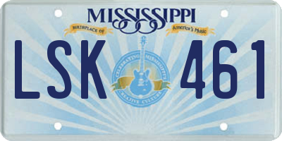 MS license plate LSK461