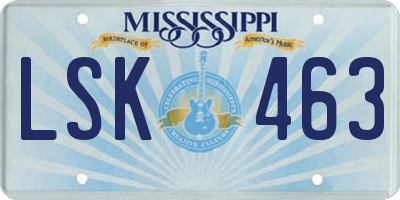 MS license plate LSK463