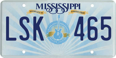 MS license plate LSK465