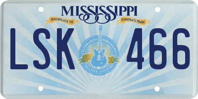 MS license plate LSK466