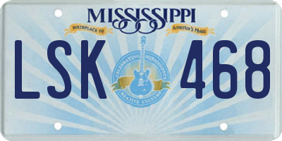 MS license plate LSK468