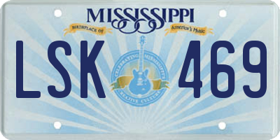 MS license plate LSK469