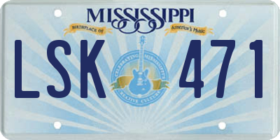 MS license plate LSK471