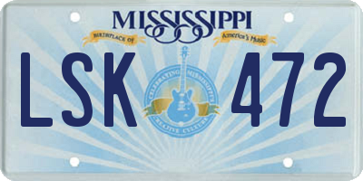 MS license plate LSK472