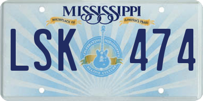 MS license plate LSK474