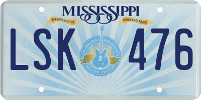 MS license plate LSK476
